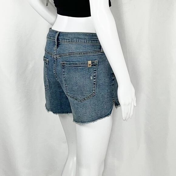 Joes Jeans Leandra Wash Rips Frayed Raw Hem Hi-Lo Side Vent Jean Shorts Sz27 NWT - Picture 7 of 11
